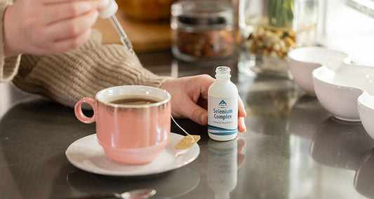 Ionic selenium supplement in a clean kitchen